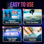 CRAFT RESIN 300g UV Resin Kit Hard Type Low Viscosity – Crystal Clear and - Image 4
