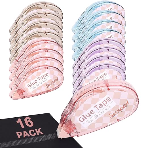 Secopad Scrapbook Tape, 16 Pack Double Sided Tape Roller by Secopad