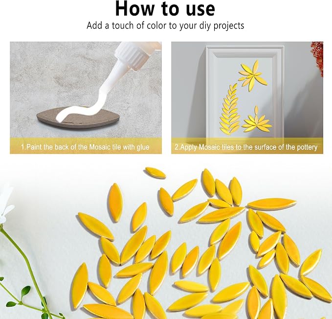 Yoption Petal Mosaic Tiles for Crafts, 200g Flower Leaf Ceramic Tiles Pieces - Image 7
