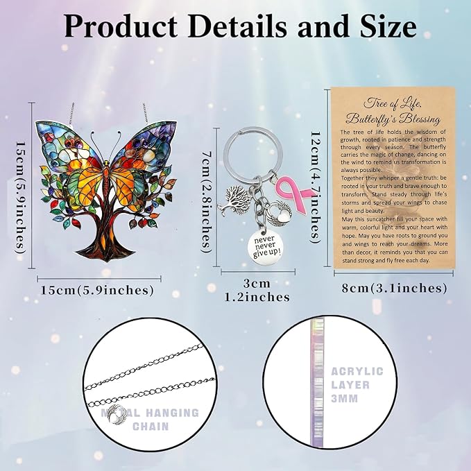 Butterfly Gifts for Women, Acrylic Butterfly Suncatcher Faux Stained Glass - Image 3