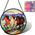 Galloping Horse Acrylic Suncatcher Faux Stained Glass Window Hanging 6.3" | by Unknown