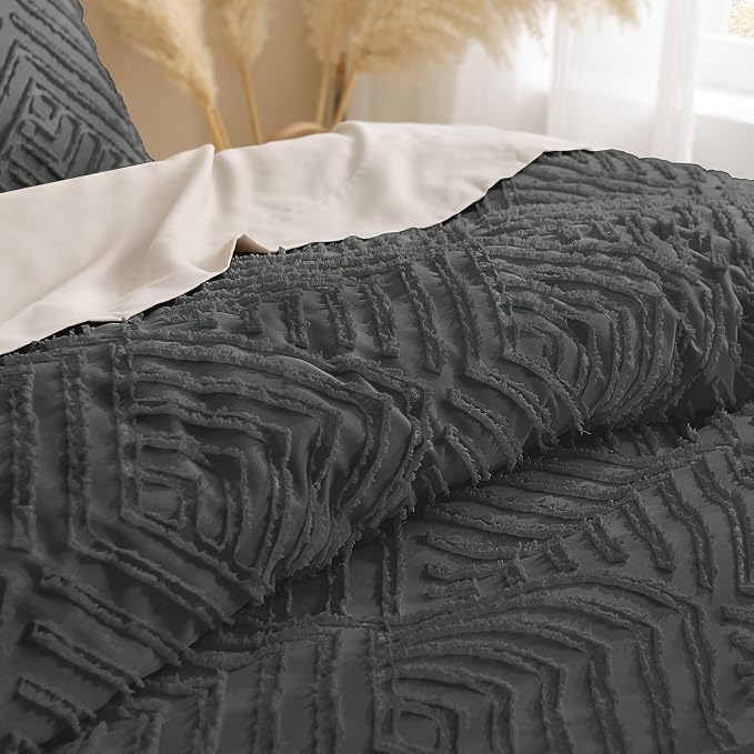 Andency Dark Grey Oversized King Comforter 128''x120'', 3 Pieces Dark Gray Soft - Image 5