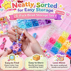 6 Boxes Bracelet Making Kit Pony Beads, 6x9mm Kandi Rave & Hair Beads Set - Image 7