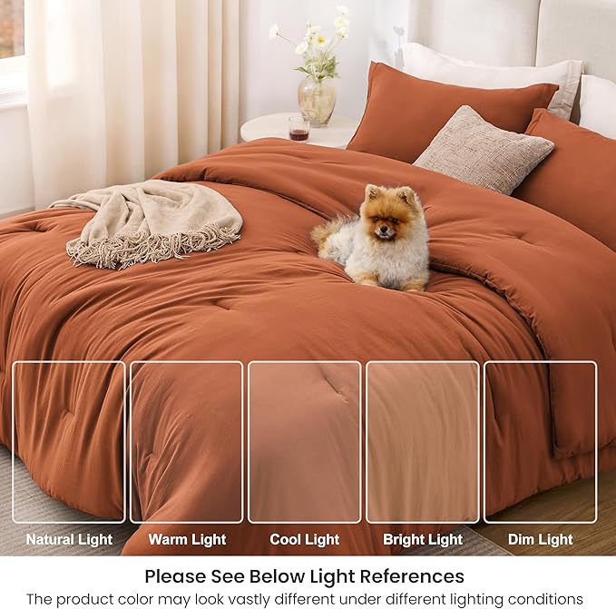Love's cabin Terracotta Twin/Twin XL Comforter Set, 2-Piece Prewashed Bed Set - Image 6