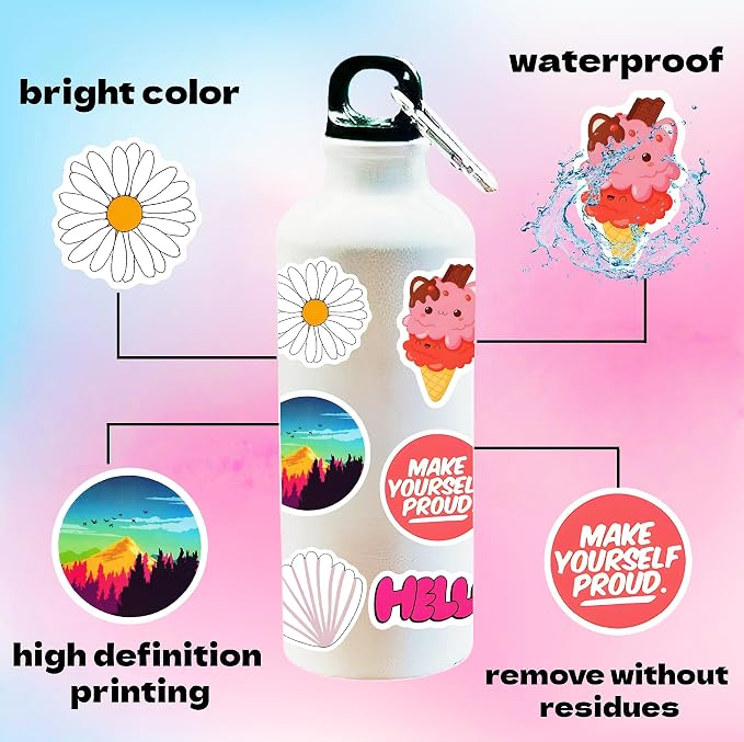 300Pcs Waterproof Vinyl Water Bottle Stickers - Image 4