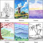 4 Pack Mixed Media Sketchbook, 9x12 inches Drawing Paper Sketch Book, - Image 6