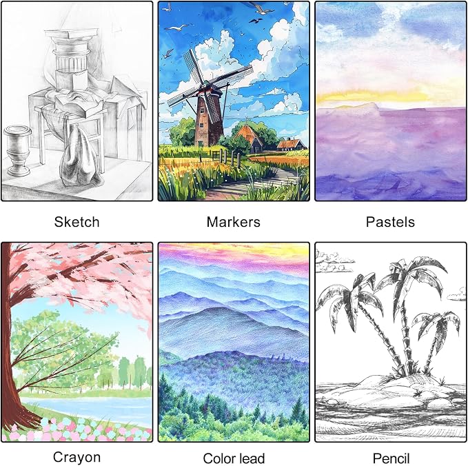 4 Pack Mixed Media Sketchbook, 9x12 inches Drawing Paper Sketch Book, - Image 6