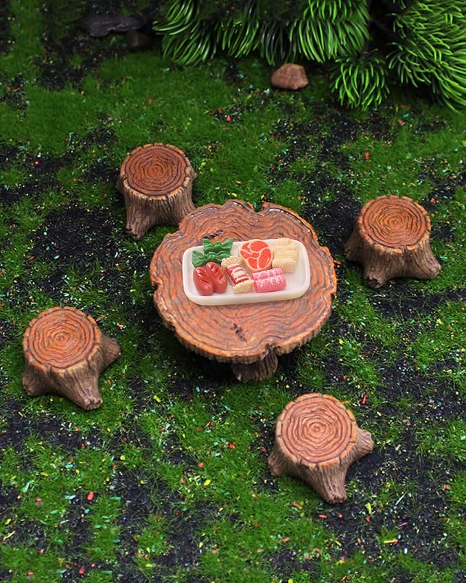 Miniature Garden Furniture Resin Table Chairs Figurines, Fairy Garden - Image 4