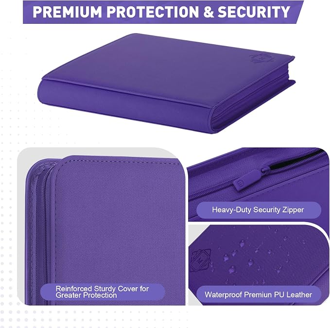 Premium Card Binder 12 Pocket for 720 Pockets Trading Card Binder, PU Zipper - Image 6