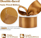 HUIHUANG Copper Satin Wired Ribbon 1-1/2 inch Copper Colored Wire Christmas - Image 2