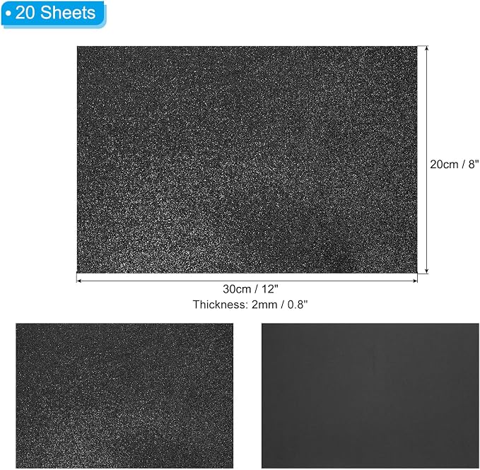 PATIKIL Black Shiny EVA Glitter Foam Sheet 11 x 8 Inch 2mm Thick Sparkle EVA - Image 2
