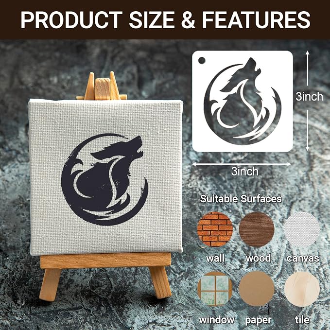 Wolf Stencils for Painting, Wildlife & Forest Scene Patterns, for Canvas Art - Image 2