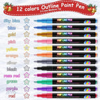 FUMILE 12 Colors Double Line Outline Markers, Glitter Markers - Image 2