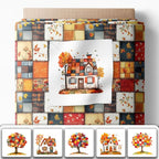 Autumn Patchwork Cottage Fabric Panel – Six 10×10 inch Designs + Bonus - Image 2