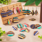 FASHEWELRY 16Pcs Resin Wood Earring Charms Flat Round Wooden Earring Blanks - Image 2