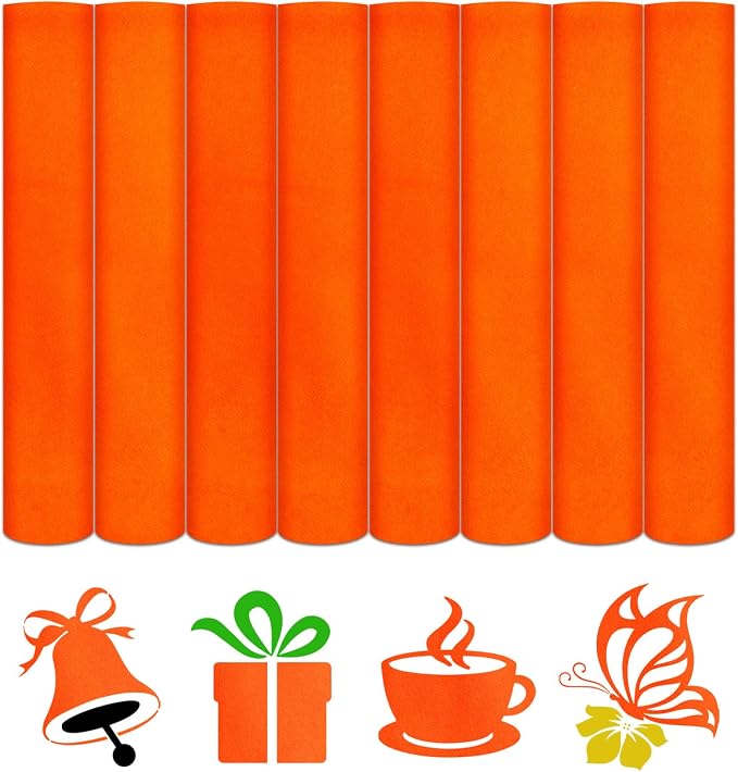 HTVSTD Orange Flock Heat Transfer Vinyl 8pcs 12×10in Iron on Vinyl | Colorful by CraftingEveryday