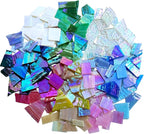 ILLUCKAI 2.2lb Iridescent Stained Glass Sheets, Irregular Mosaic Glass Pieces - Image 2
