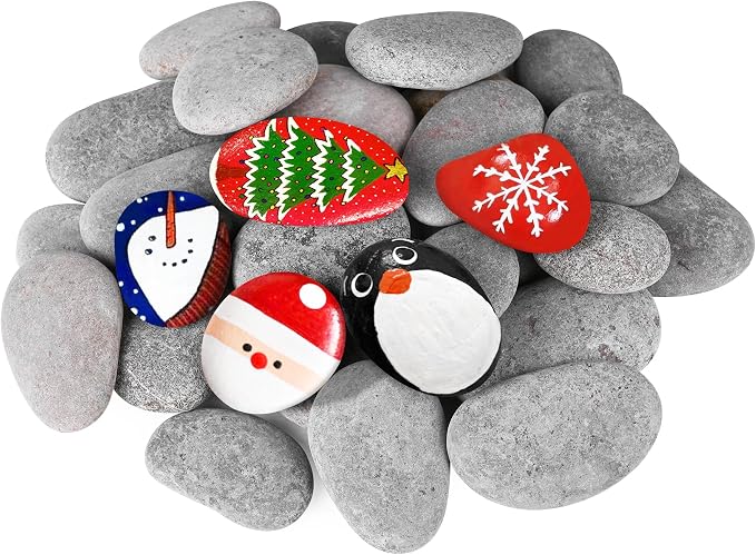 River Rocks for Painting 30 Pcs Large 2-3 Inch Flat Smooth Painting Stones by dojobkinb