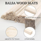 222Pcs Balsa Wood Sticks, Wood Strips Balsa Square Wooden Dowels Hardwood - Image 3