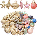 60pcs Alloy Ocean Starfish Seashell Conch Charms Colorful Enamel Ocean Life Sea by Unknown