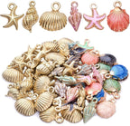60pcs Alloy Ocean Starfish Seashell Conch Charms Colorful Enamel Ocean Life Sea by Unknown