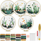 TINDTOP 5 Pack Embroidery Kit for Adult, Embroidery DIY Starter Kit | by TINDTOP