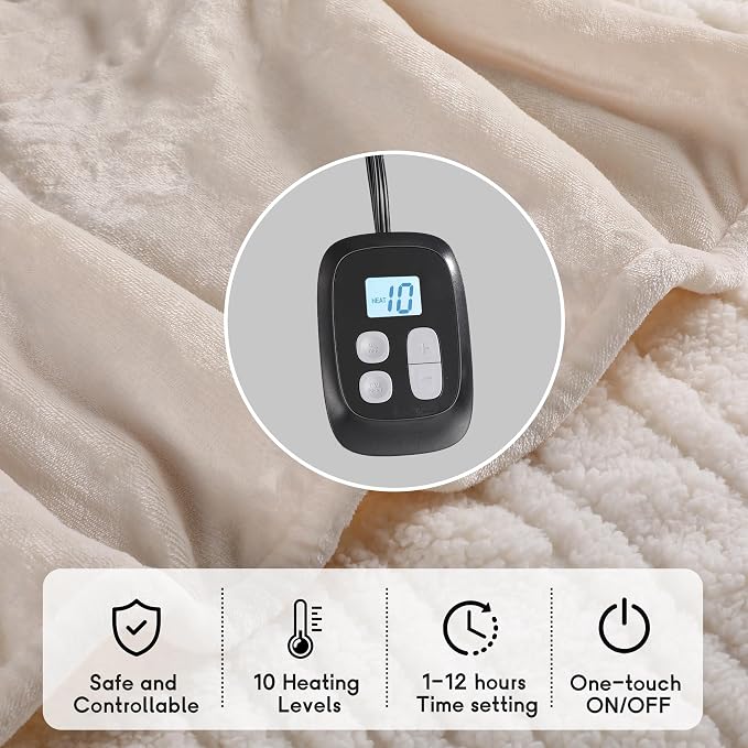 Heated Blanket Electric Blanket Queen Size 84''x90'' - Image 4