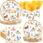 168Pcs Cat Themed Birthday Party Supplies Cute Animal Parade Plates Napkins by Greencian