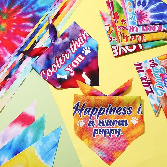 Sweetude 100 Pcs Tie Dye Dog Bandanas Bulk - Image 5