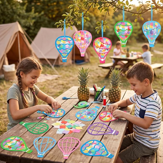 Renbuzhu 48PCS Back to School Crafts: Paper Hot Air Balloon Suncatchers DIY Kits - Image 6