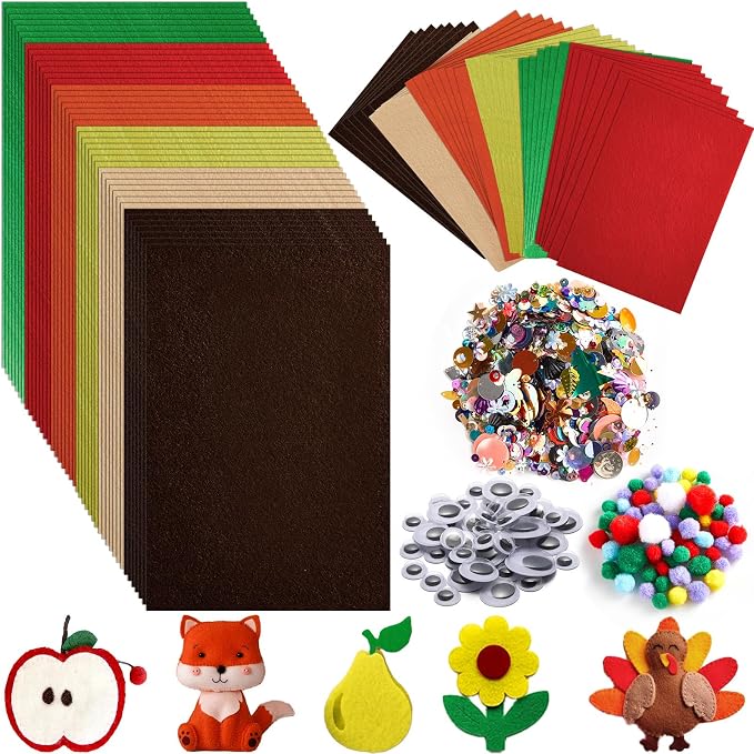 42Pcs Fall Felt Fabric Sheets 8 x 12 Inch Autumn Yellow Orange Assorted Soft by gisgfim