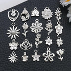WOCRAFT 60pcs Bright Silver Flowers Bracelet Charms - Image 5