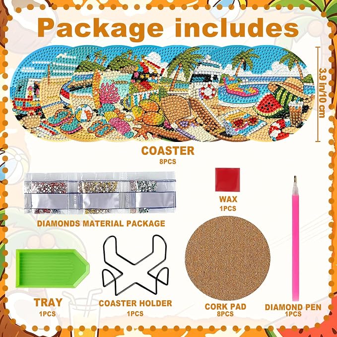8-Pack Diamond Art Coaster Kit - Image 6