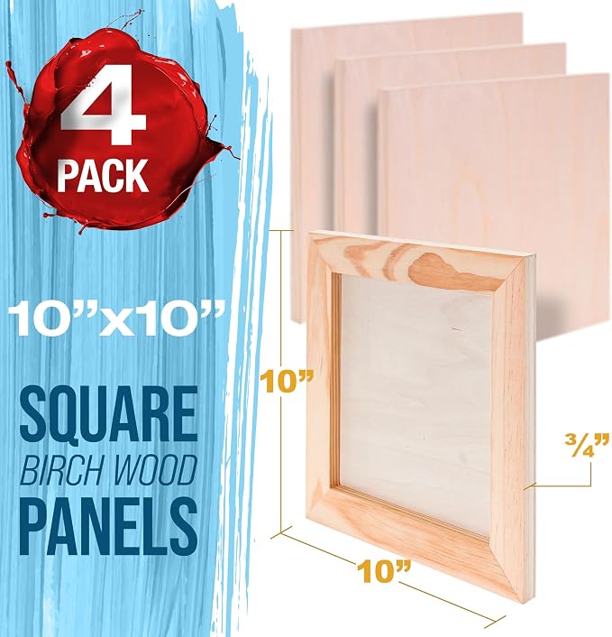 U.S. Art Supply 10" x 10" Unfinished Cradled Wood Panels - Image 2