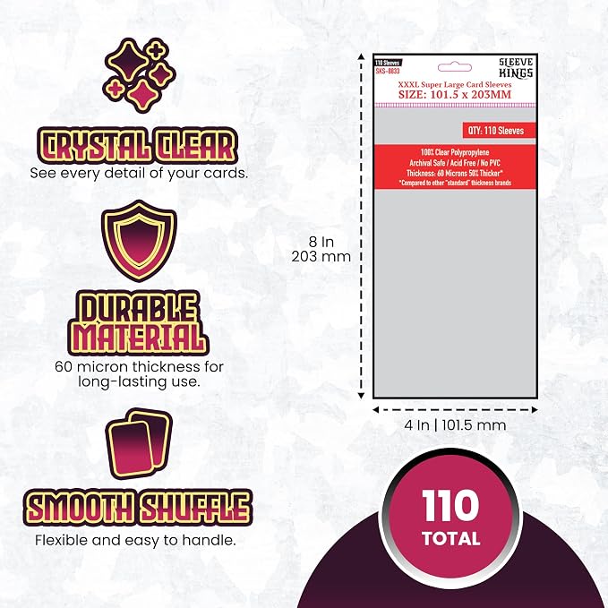 Sleeve Kings Premium XXXL Super Large Card Sleeves – 101.5x203mm, 110 Pack - Image 4