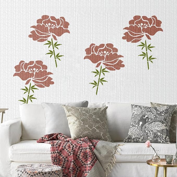 8 Pcs Large Flower Stencils for Painting, 11.81 X 11.81 Inch Flower Stencils - Image 5