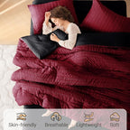MUXHOMO 7 Pieces King Comforter Set, Seersucker Bed in a Bag King Size - Image 2