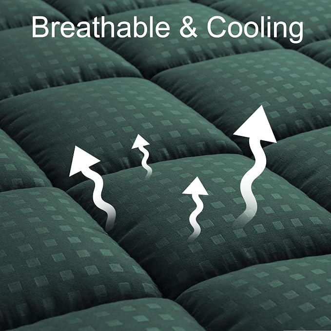 HYLEORY Twin Mattress Pad Quilted Fitted Mattress Protector Cooling Pillow Top - Image 2