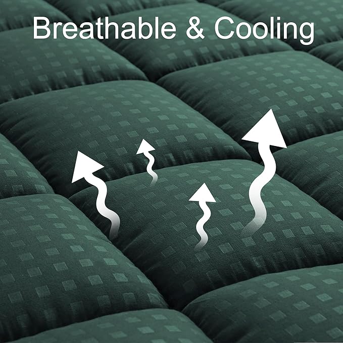 HYLEORY King Mattress Pad Quilted Fitted Mattress Protector Cooling Pillow Top - Image 2