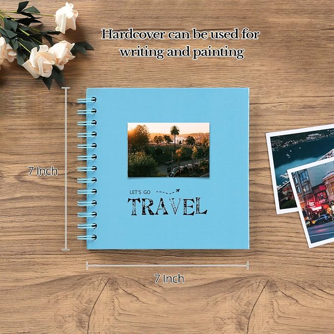 potricher 7 x 7 Inch DIY Scrapbook Album 40 Pages Hardcover Kraft Paper Scrap - Image 2