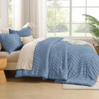 Andency Greyish Blue Comforter Set King Size, Boho Soft Warm Tufted Bedding - Image 7