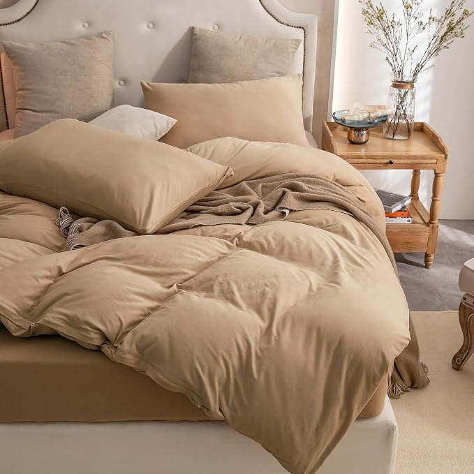 PURE ERA Jersey Knit Duvet Cover Set 100% T-Shirt Cotton Super Soft Comfy 3pc - Image 6