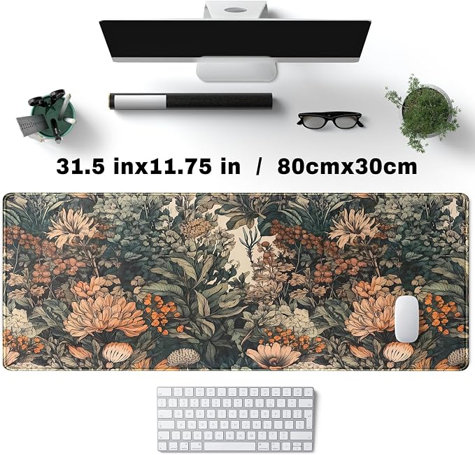 Flower Vintage Desk Pad Aesthetic Desk Mat Flower Mouse Pad Computer Big - Image 4