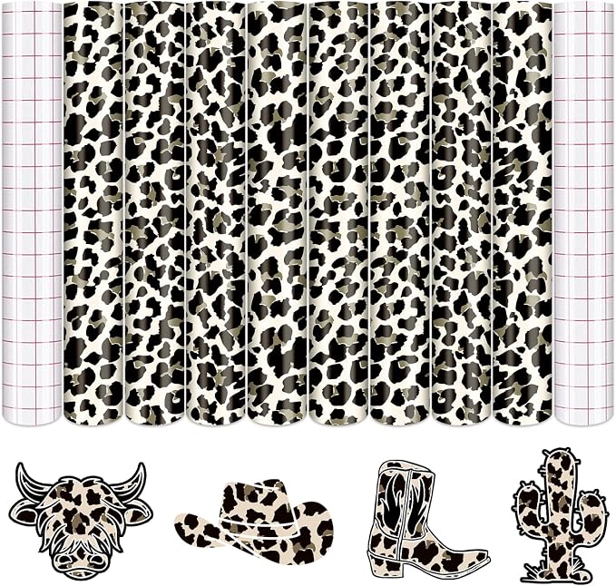 Tintnut Black White Leopard Permanent Vinyl 8 Sheets 12x10in Adhesive Vinyl | by Tintnut