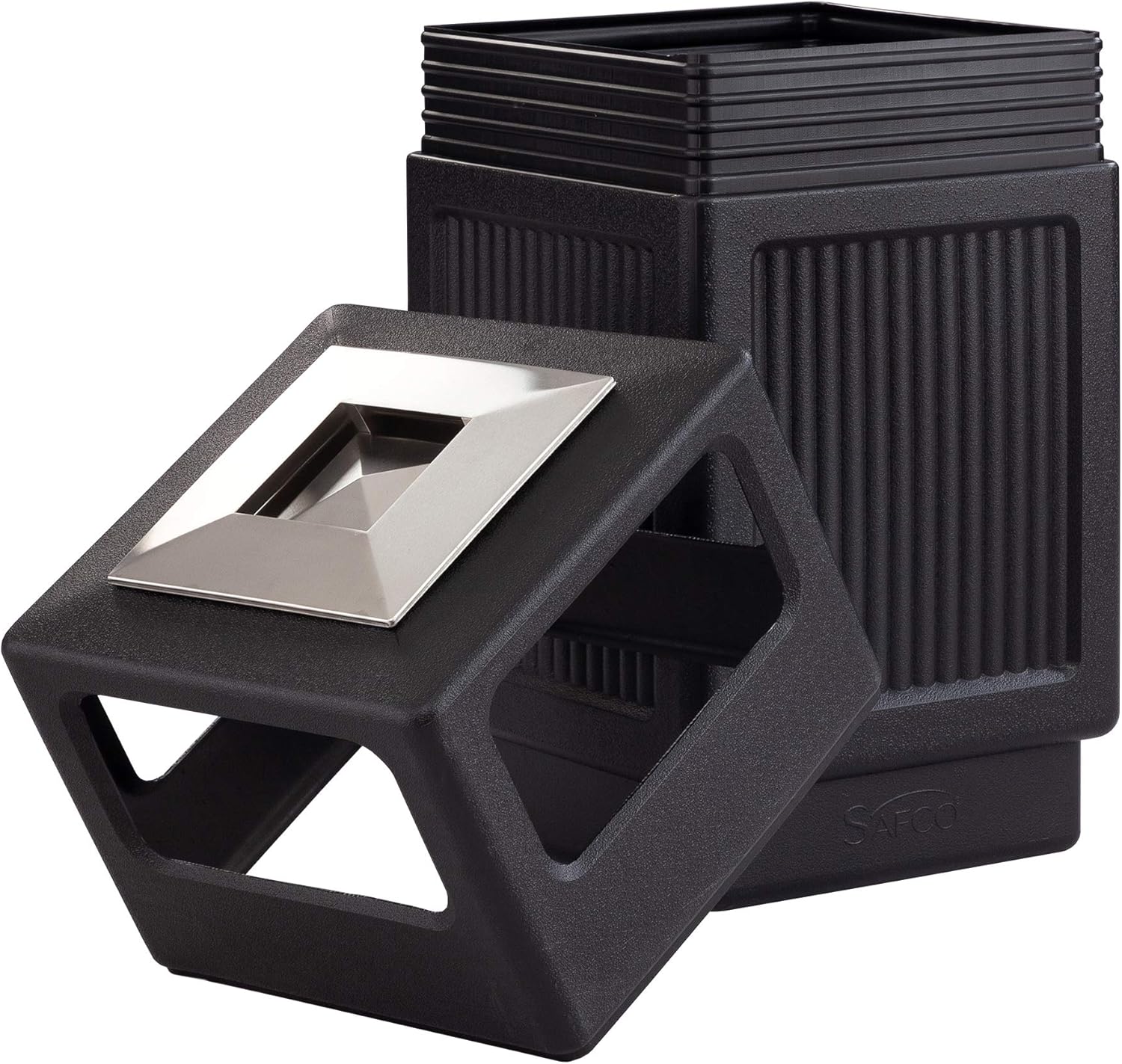 Safco Canmeleon Trash Can, 38 Gallons, Indoor and Outdoor Use, Durable & Weather-Resistant Commercial Garbage Can with Ashtray, Black