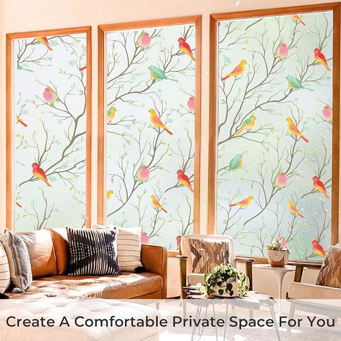 Coavas Stained Glass Window Film, Decorative Frosted Glass Window Privacy Film - Image 5