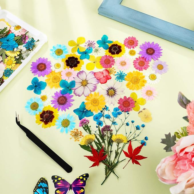 110 Pcs Dried Pressed Flowers for Resin, Real Dry Daisy Flowers and Leaves Bulk - Image 4