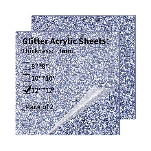 Glitter Acrylic Sheets 12 x 12 inch 1/8" Thick by gdhwcxl