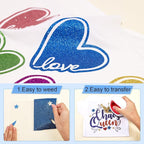 Tintnut Blue Glitter Heat Transfer Vinyl Roll, easy cut & weed, stretch washable - Image 3