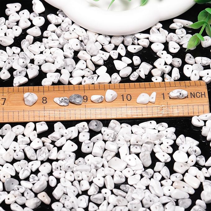 400Pcs 5-8mm Natural White Howlite Chip Stone Beads | Pre-Drilled Irregular - Image 2